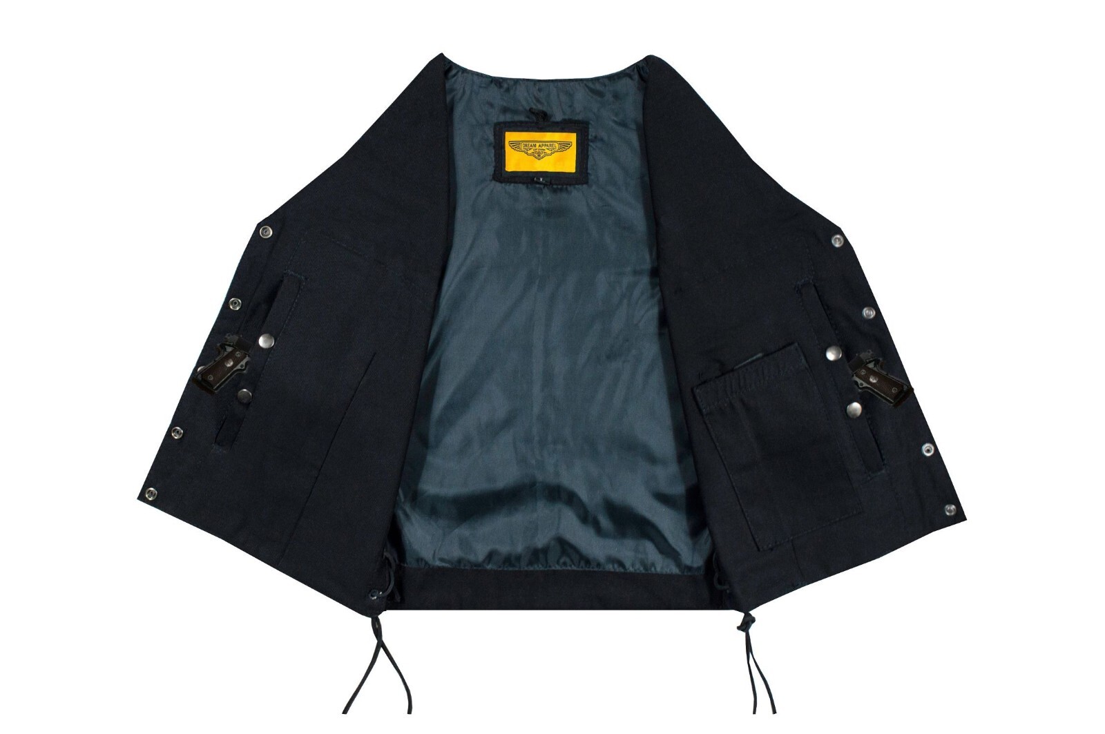 Black Women’s Canvas Motorcycle Side Laces Concealed Biker Vest