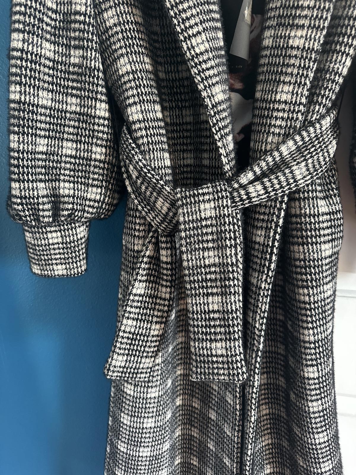 GORGEOUS Un_Furtive Genuine Fox Plaid Metallic Coat Small! NWT!