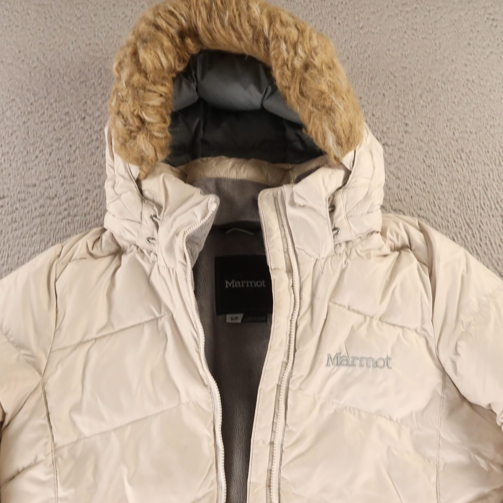 Marmot Jacket Womens S Off White Quilted Polyester Duck Down Coat Puffer Jacket