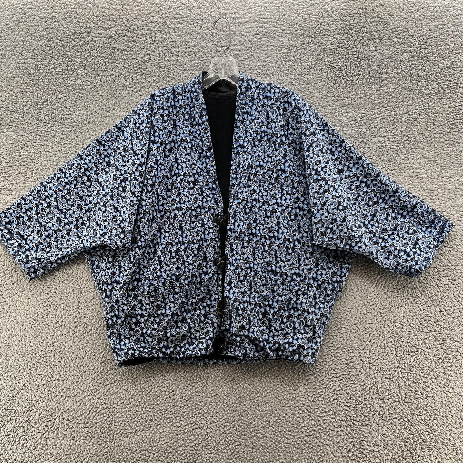 Museum Fine Arts Boston Jacket Womens OS Blue Floral Kimono Handmade Lagenlook