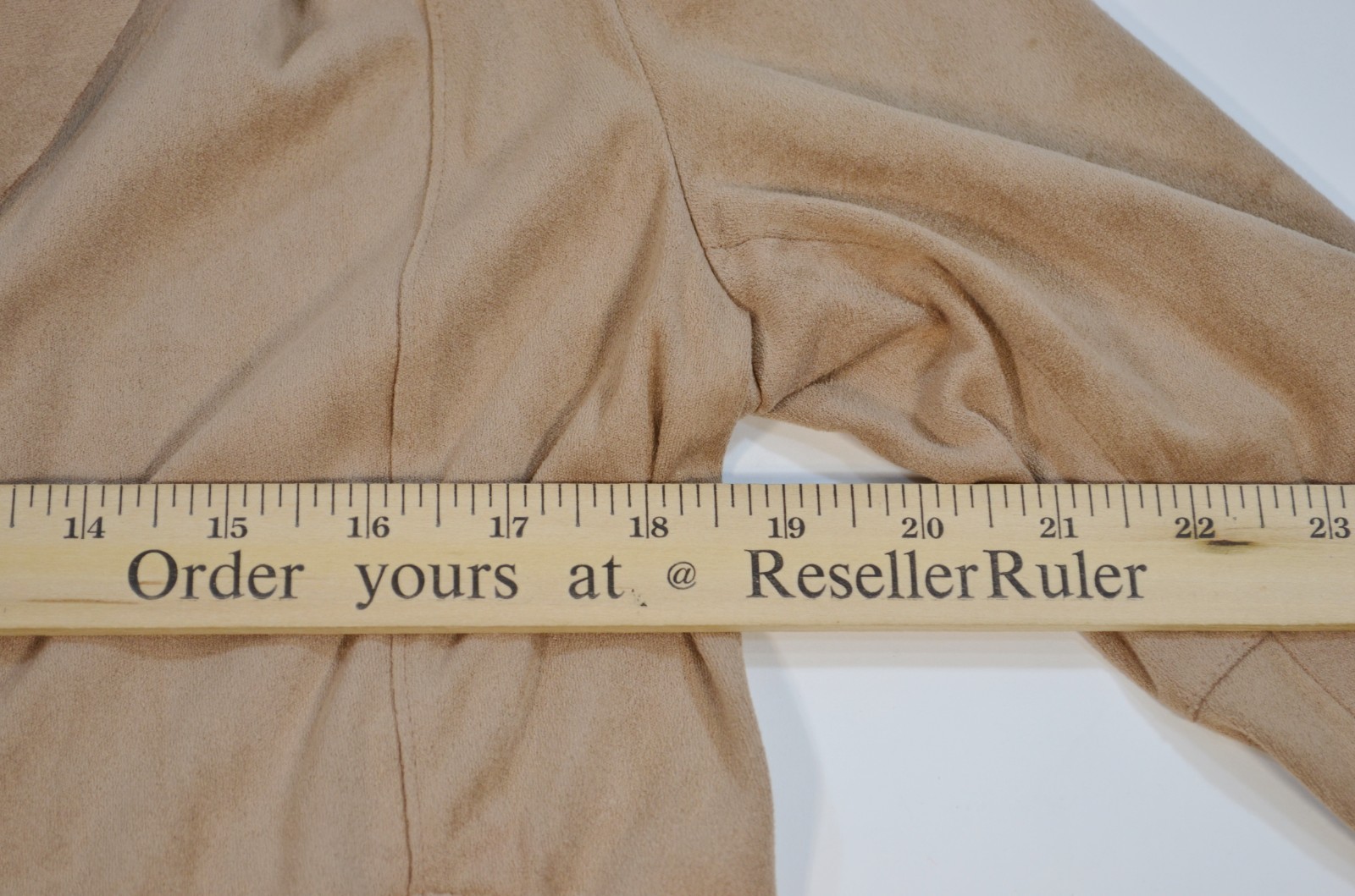 Bagatelle Collection Women’s Faux Vegan Suede Drape Front Tan Beige Long Sleeve