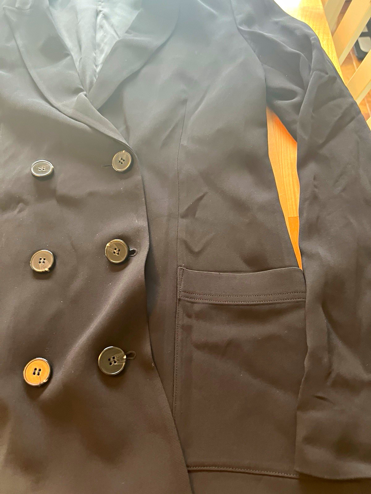 Theory Black Double Breasted Button Lined Pockets Long Sleeve Blazer 0