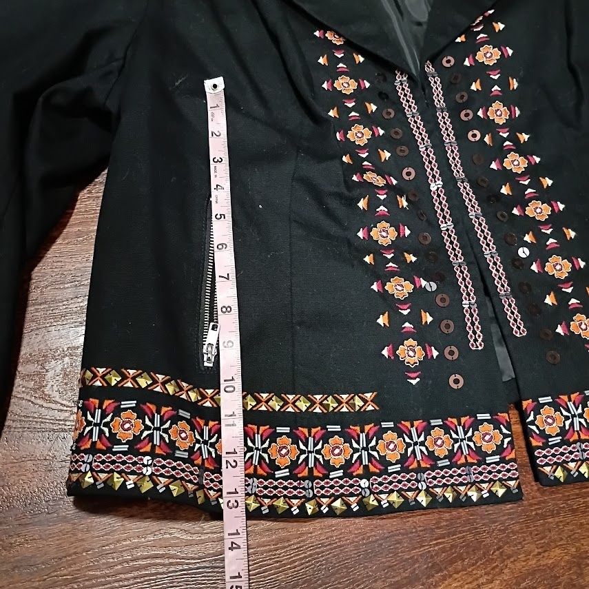 INC International Concepts Womens Embroidered Black Jacket 3X Cotton Polyester