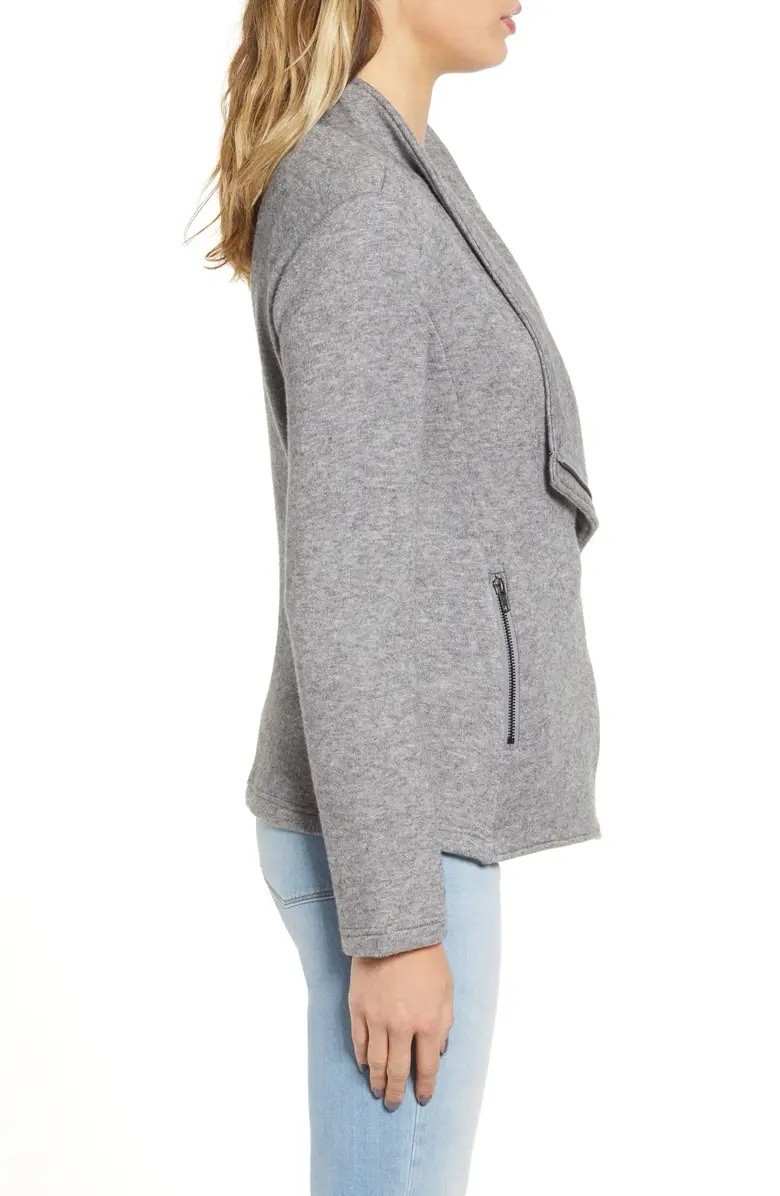 BB Dakota by Steve Madden Gray Knit Moto Drape Jacket Women’s Small S