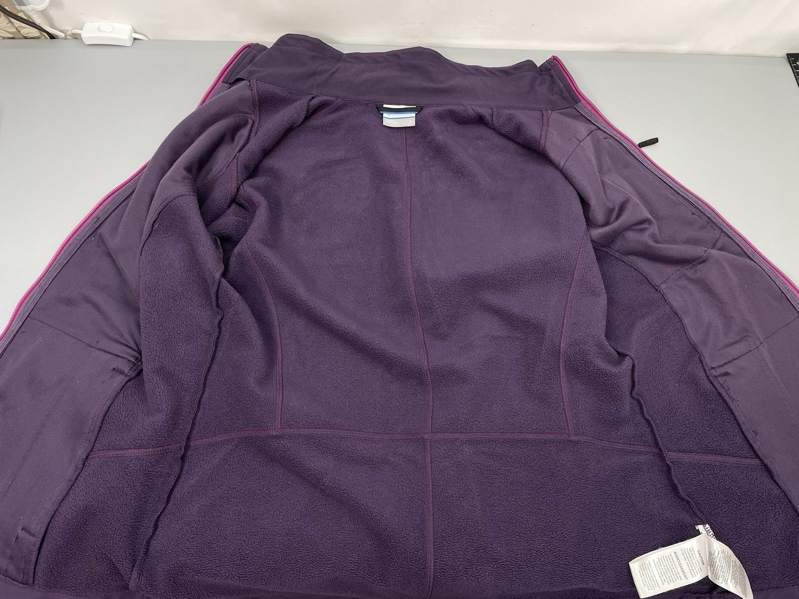 Columbia Soft Shell Jacket Fleece Lined Stretch Full Zip Pockets Purple Womens L
