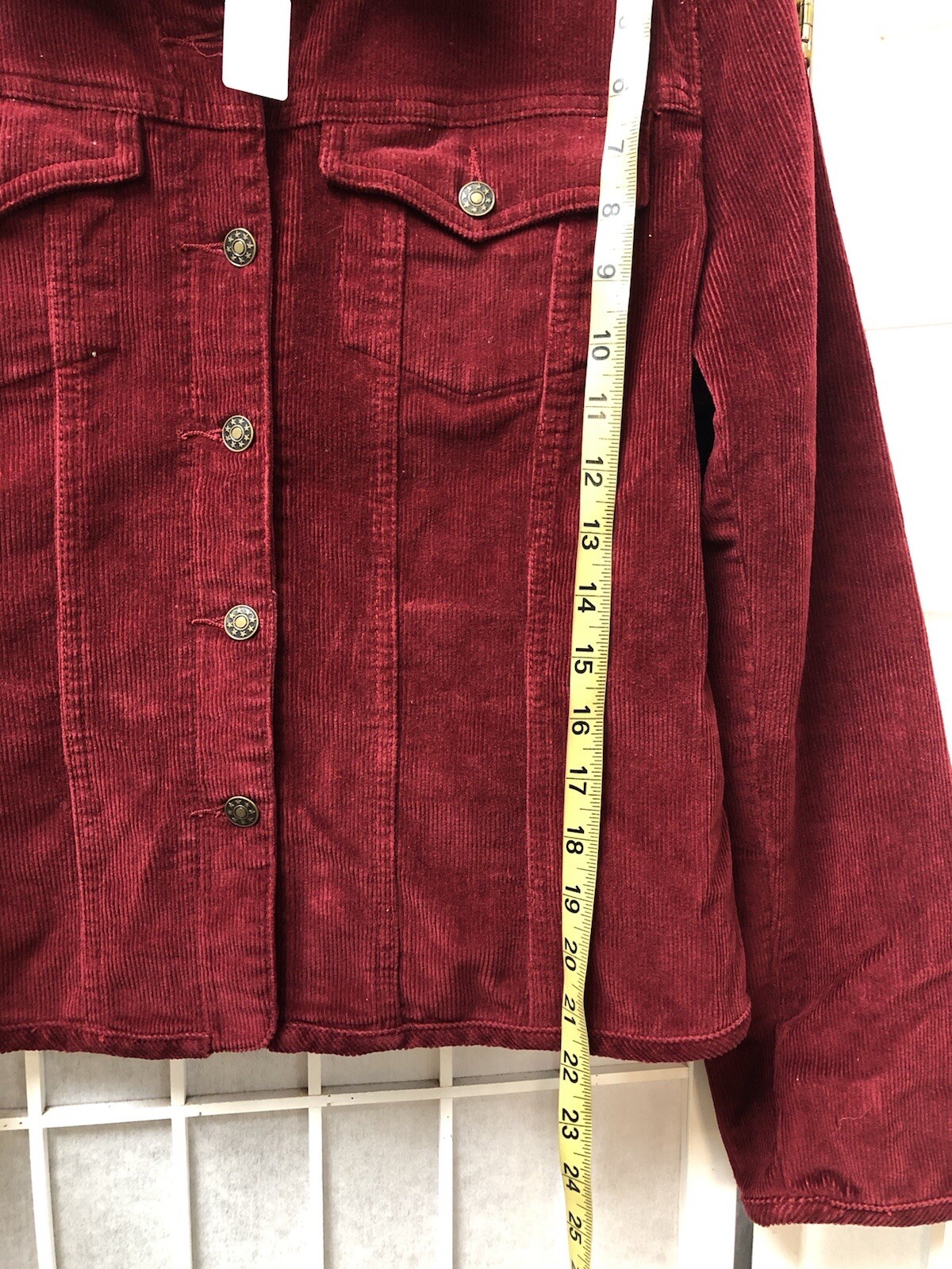 AMI, Woman’s, Jacket, Red, Corduroy, Buttons Up, 2 External Pockets, Size S.: