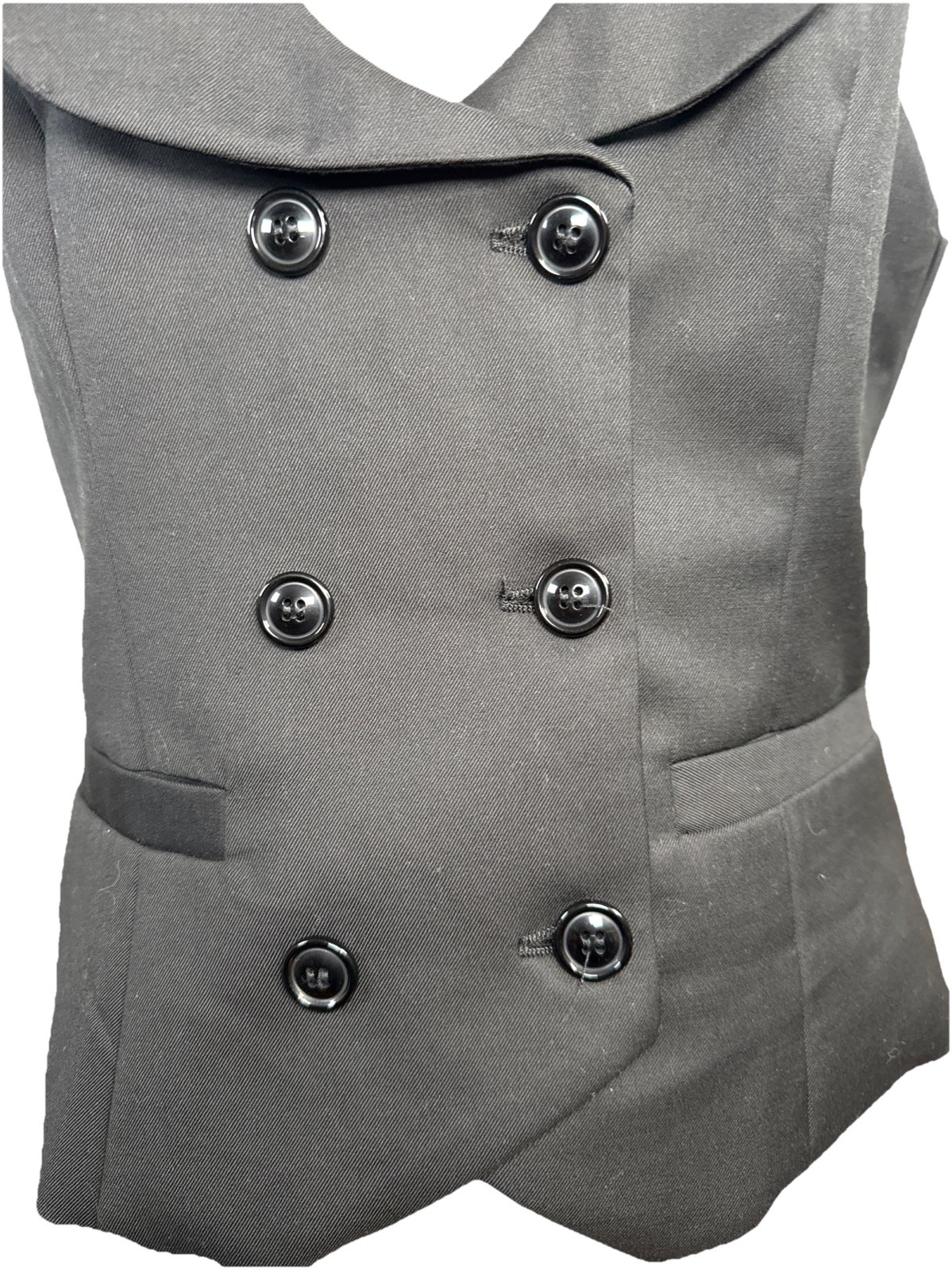 Belle Poque Black Suit Type Vest Women’s Lg. 6 Button Front, Buckle Back Strap.