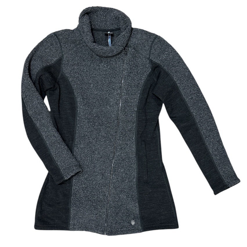 KUHL Kozet Fleece Jacket Wool Blend Women’s Medium Gray Outdoor Hiking EUC