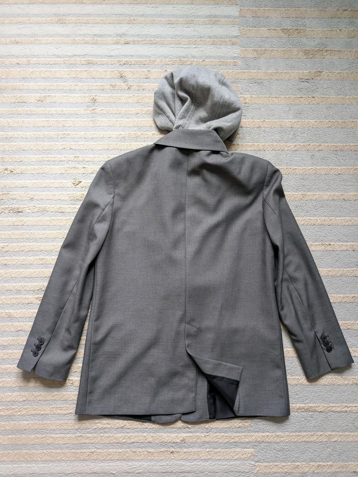 ​Zara Hoodie Hooded Blazer Jacket Grey Mix Combo Tailored Casual Sweatshirt M