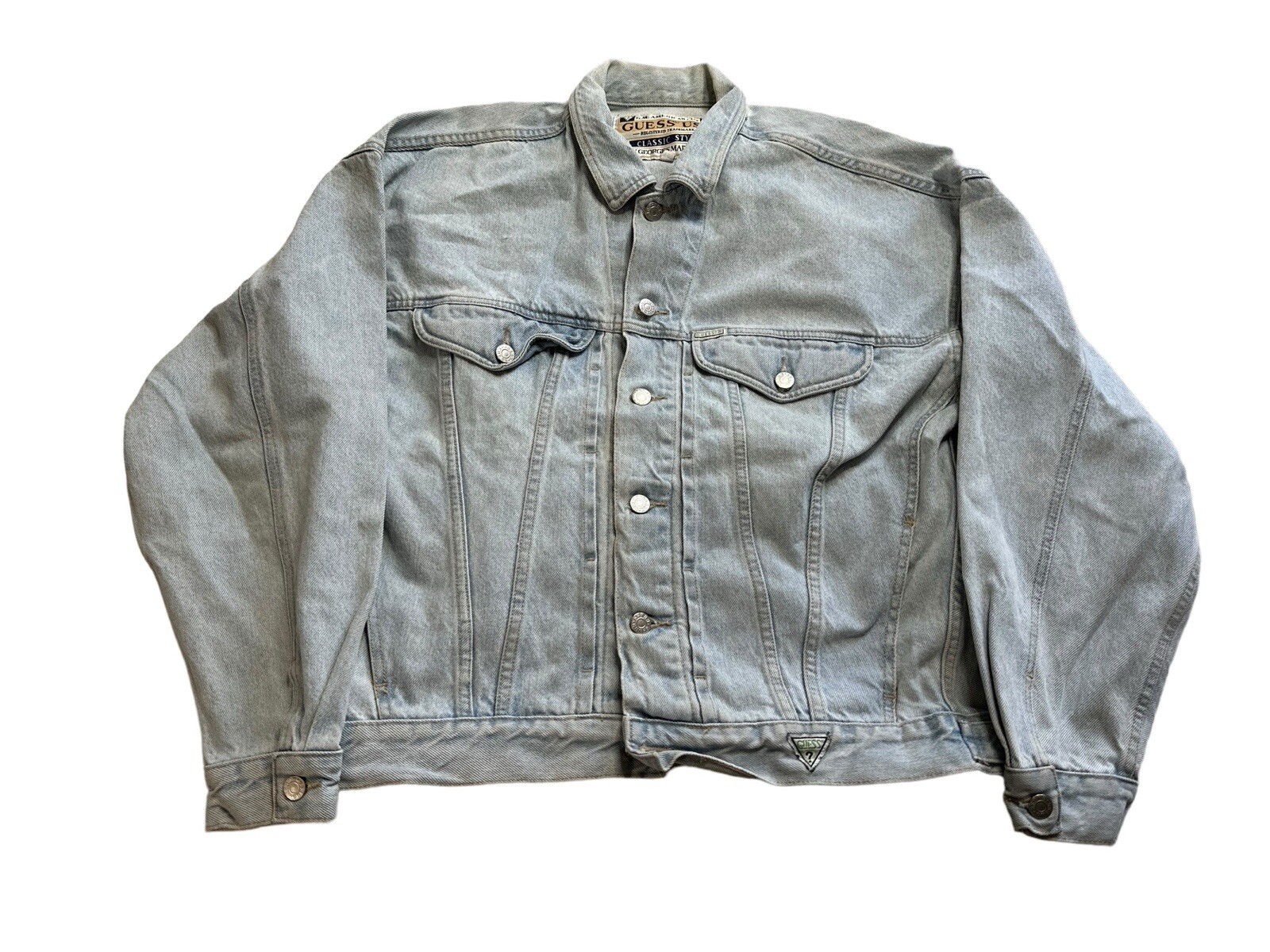VTG Guess by Georges Marciano Classic Style Light Wash Denim Blue Jean Jacket L