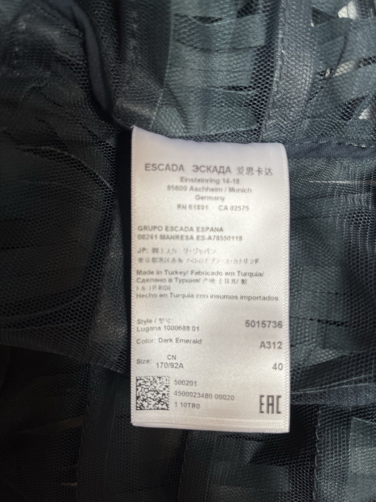 ESCADA Sport Lugana NWT $1450 Dark Emerald Lamb Leather Fringe Jacket 40 8-10