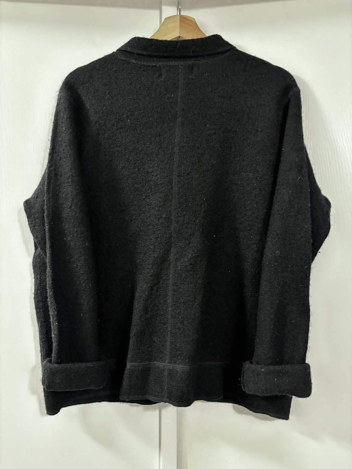 Sag Harbor Women’s Black Button Down 100% Wool Jacket Front Pockets Size Large