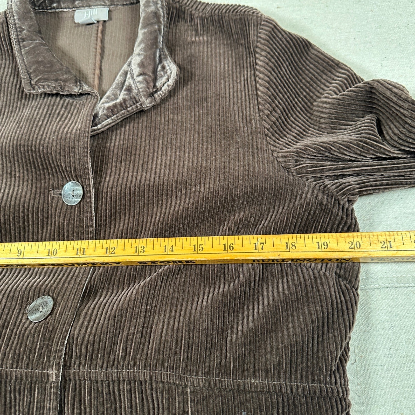J. Jill Brown Corduroy Jacket Velvet Button 100 Cotton Coat Med Dark Academia