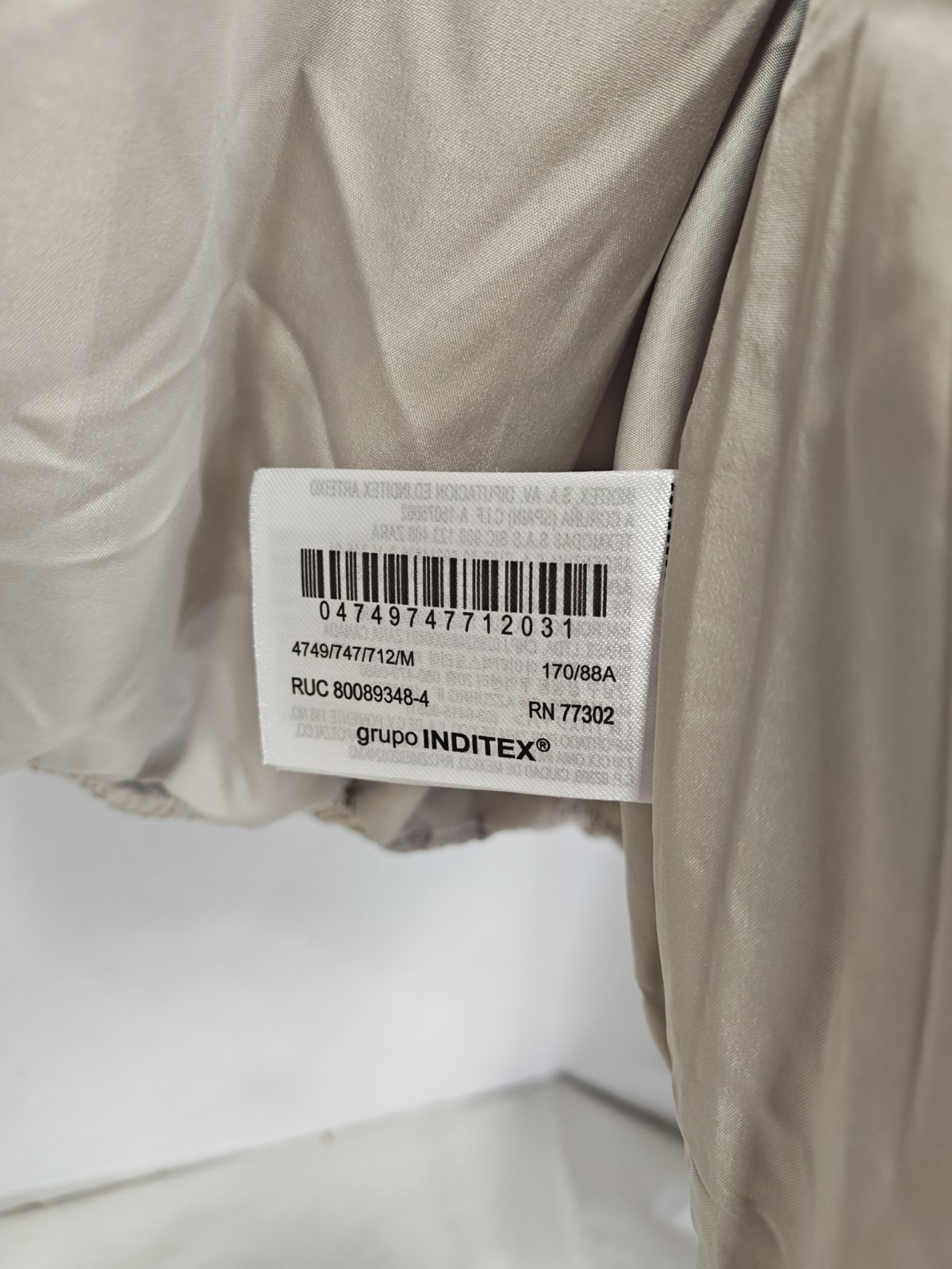 ZARA Water Repellent Windproof Hooded Puffer Jacket Ecru Beige M NWT 4749/747