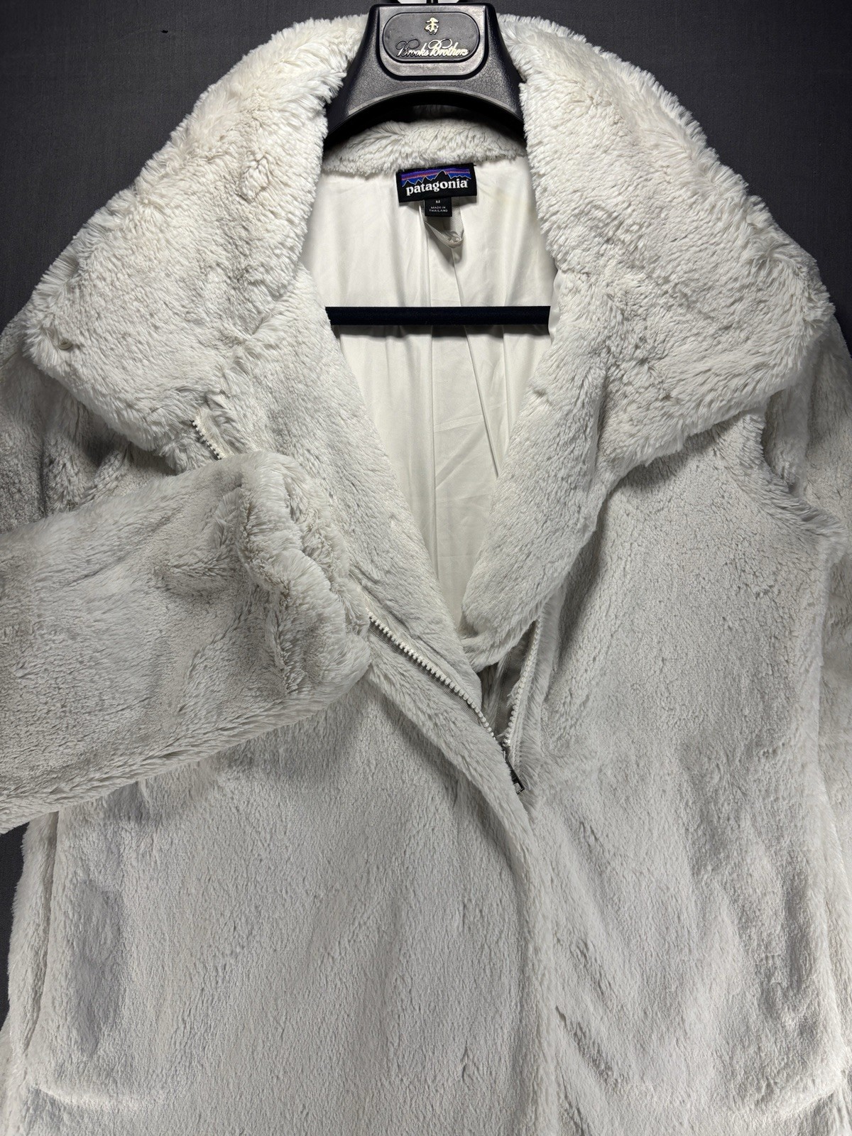 Patagonia Sherpa High Pile Fleece Jacket Women’s M White Shawl Collar Teddy Bear