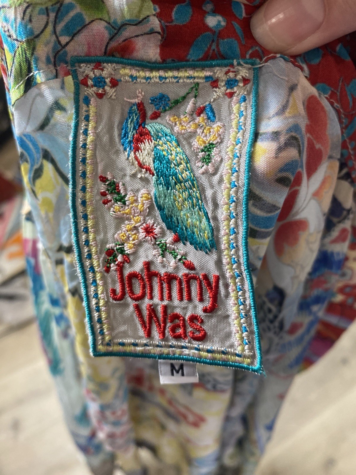 Johnny Was 100% Silk Robe Floral Flowy Long Overpiece Kimono Designer Boho Med