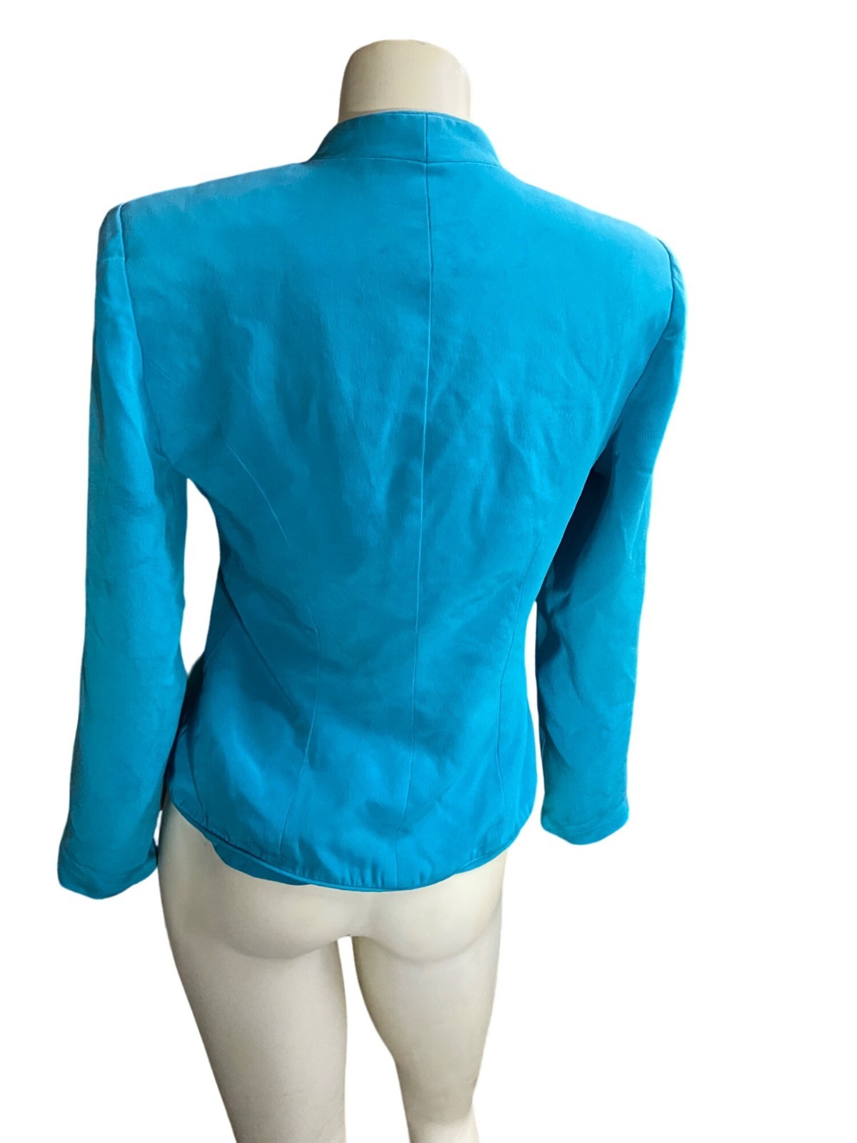 Vintage Rimini by Shaw Silk Blazer Size 6 Teal Rhinestone Buttons Elegant Y2K
