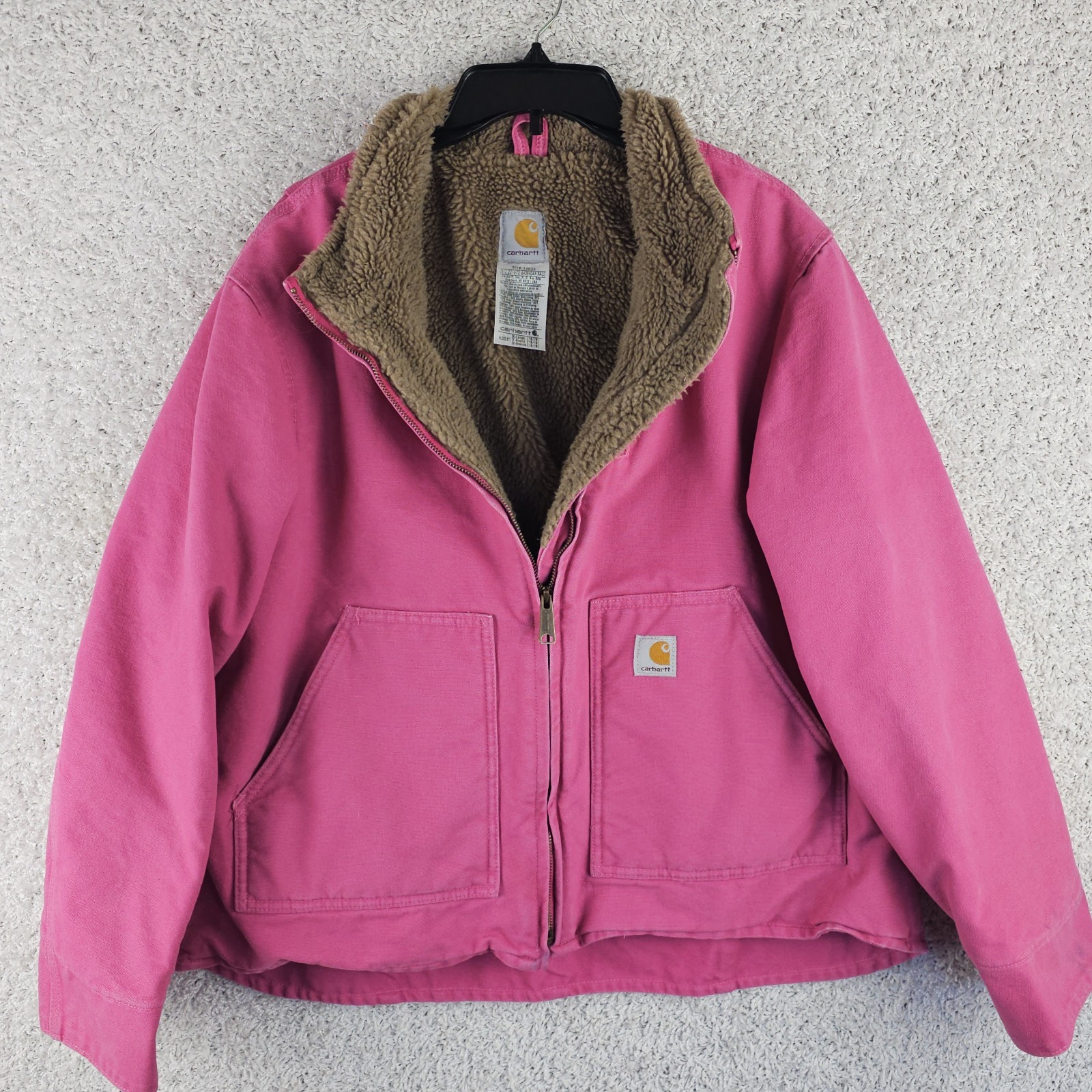 Vintage Carhartt Pink Jacket Sherpa Lined Full-Zip Women’s XL WJ022 677