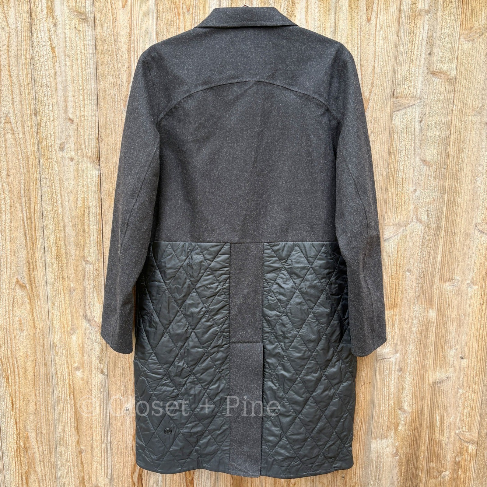 Lululemon Roam Far Wool Coat Heathered Black Size 12 Wool Blend