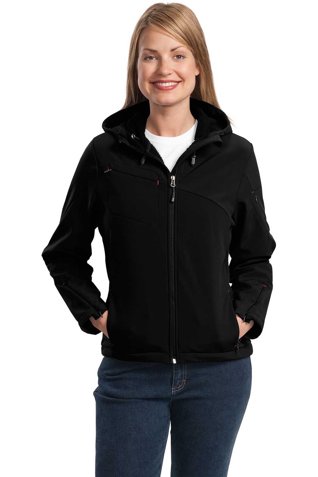 Port Authority Womens Long Sleeve Textured Hooded Soft Shell Jacket L706