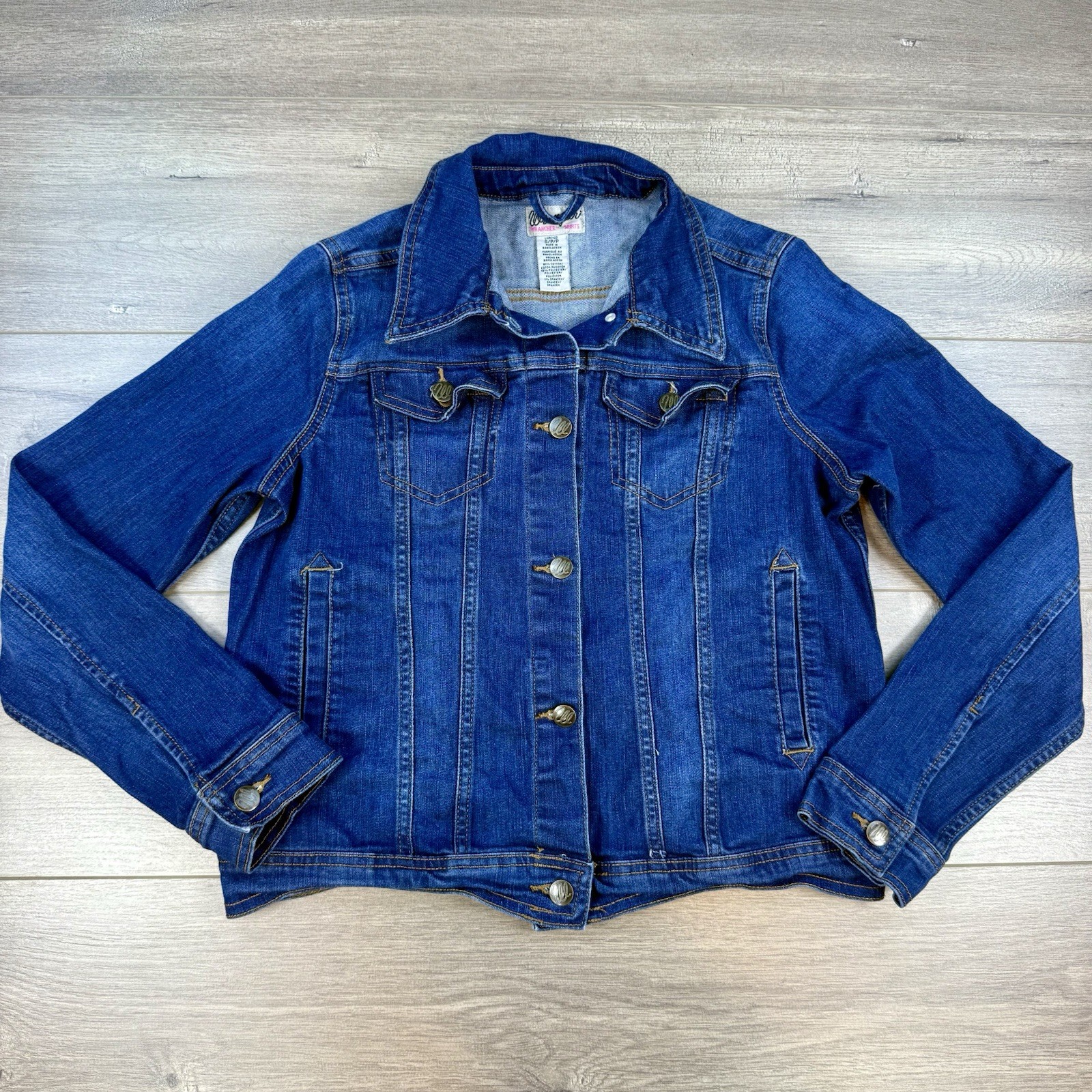 Wrangler Wrancher Classic Trucker Jean Jacket Women’s Small Blue Medium Wash