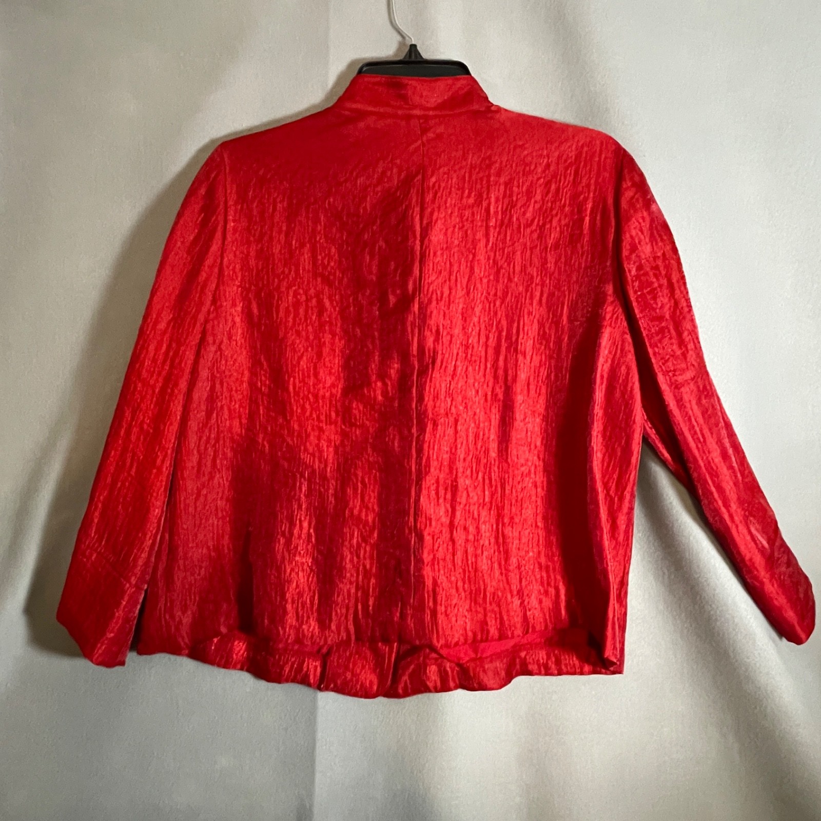 Ruby Rd. Red Shimmery Metallic Crinkle Textured Button Front Jacket 10