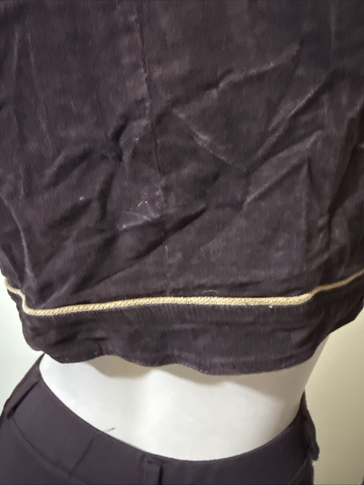 Women’s Brown Cotton Velvet Casual Embroidered Hooks Size L Short Jacket Cape
