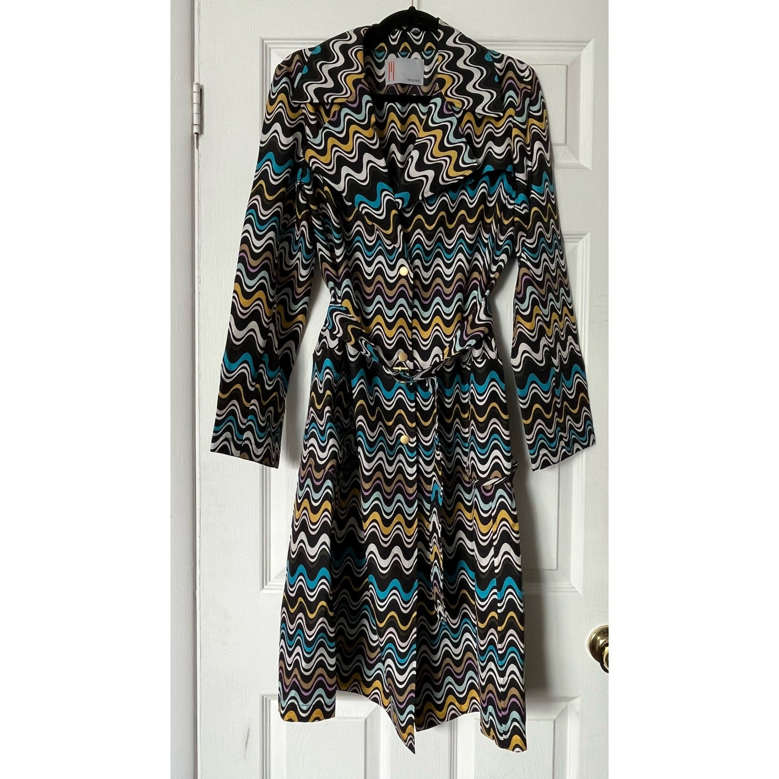 Missoni Graphic Print Lightweight Coat w/Belt – Size 10