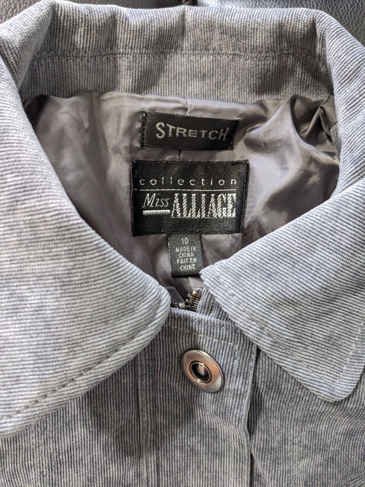 Miss Alliage Suede Gray Women’s Zip & Button Jacket 10