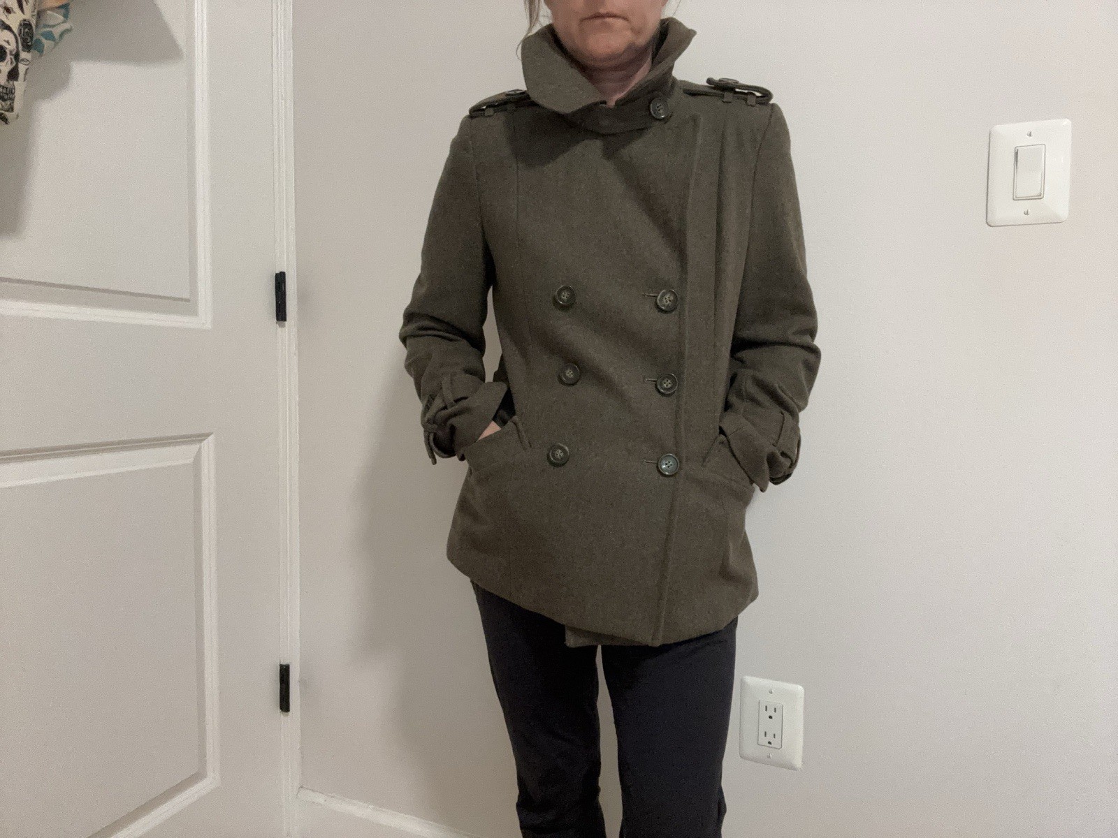 Sportgirl Australia Olive Green Double-Breasted Pea Coat