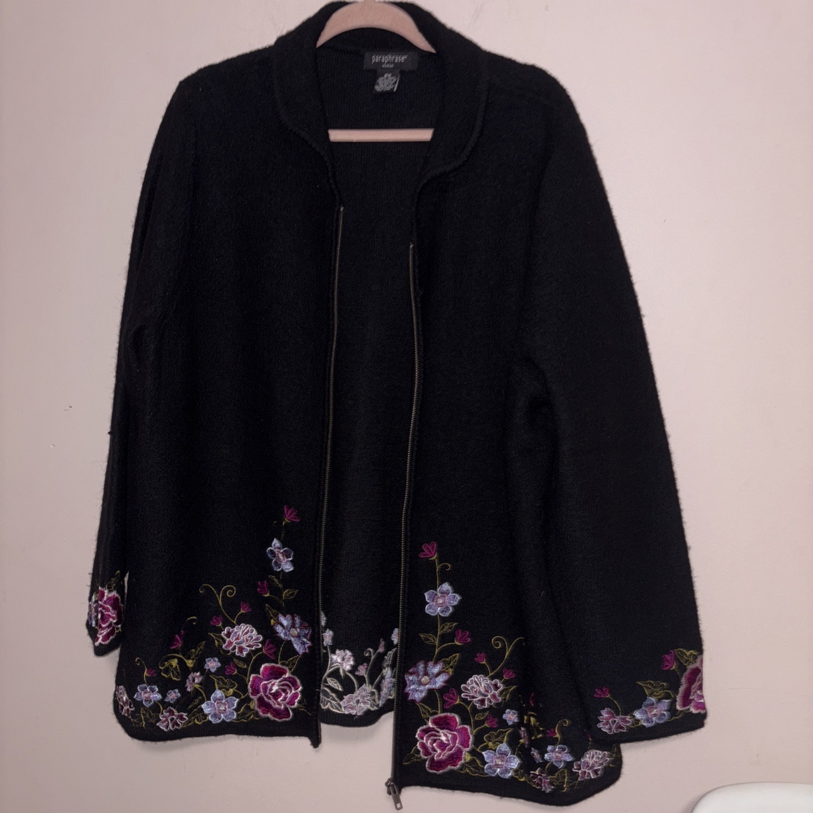 Paraphrase Woman Embroidered Pure Wool Jacket 2x Made In United Kingdom