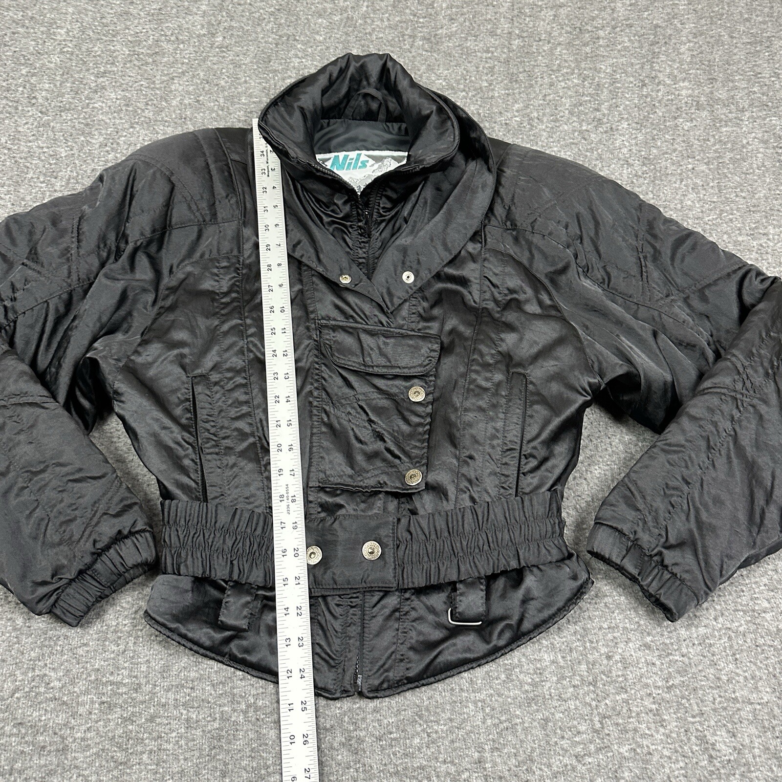 Vintage 1980’s NILS Women’s Batwing Ski Jacket Size 10 Black Nylon Made In USA