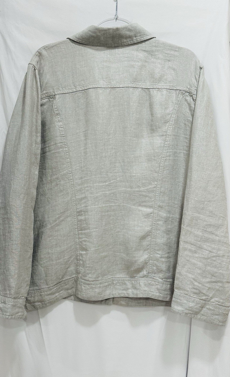 Chicos Jacket Women’s Size 4 (20/22) Metallic Gray 100% Linen Button Up