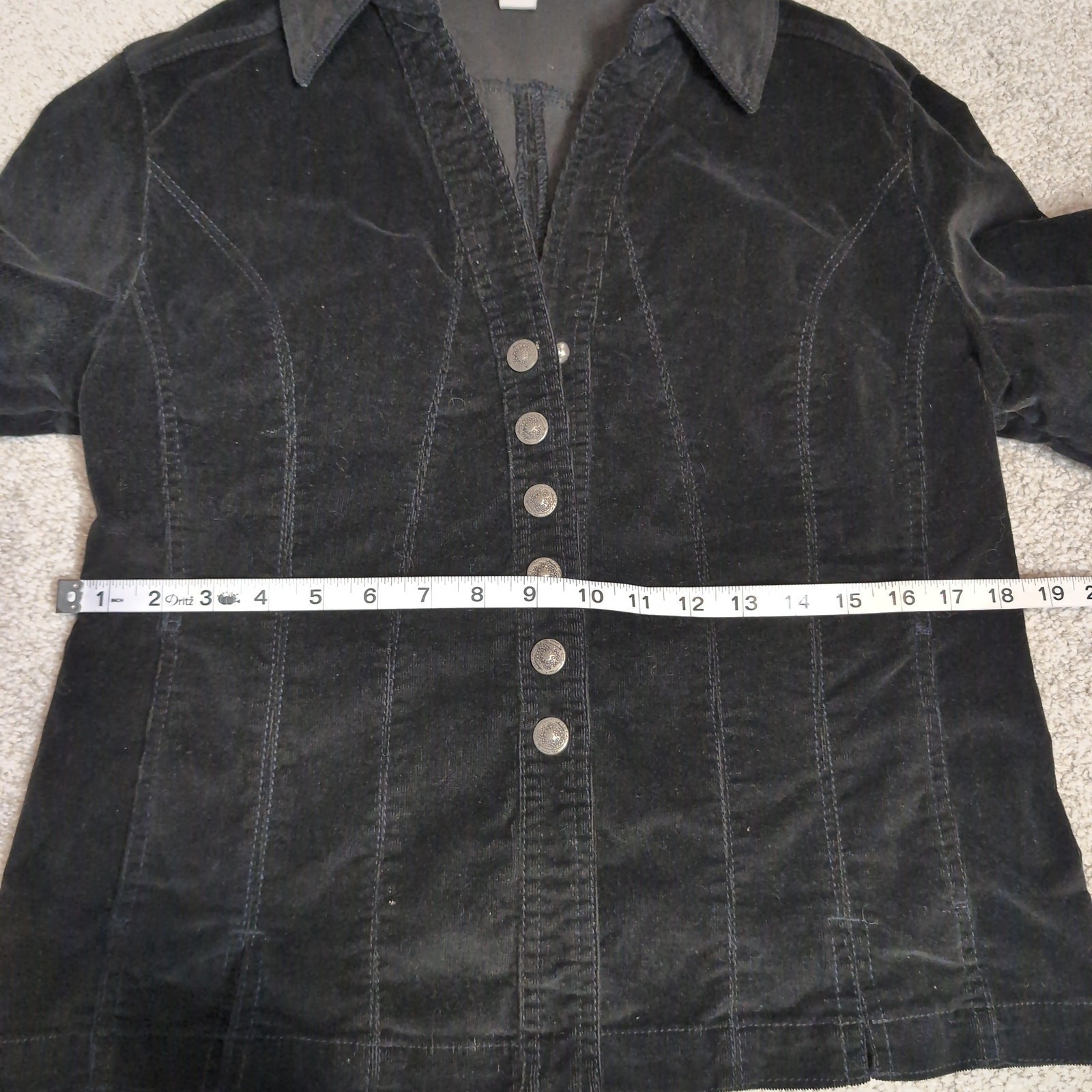 Black Corduroy Button-Front Jacket Gothic
