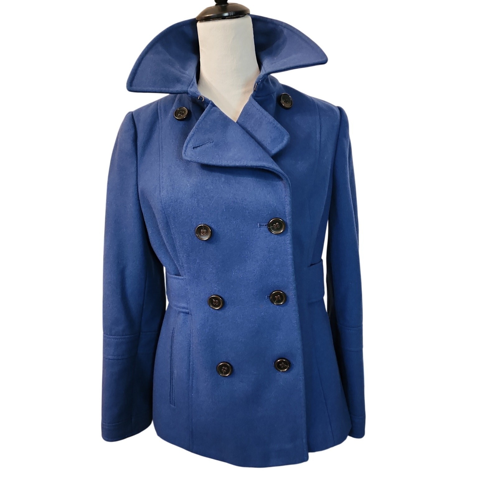 Moda International by Victorias’s Secret Blue Wool Blend Pea Coat Womens Size 8