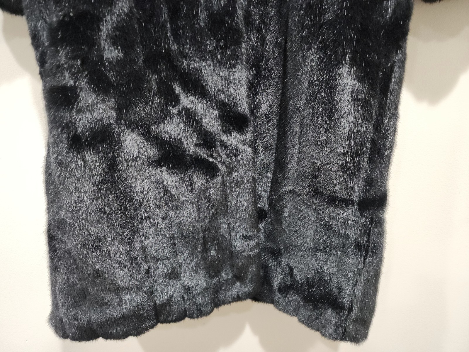 Donna Salyers Fabulous Furs Long Coat Women XL Black Faux Fur Open Front Outdoor