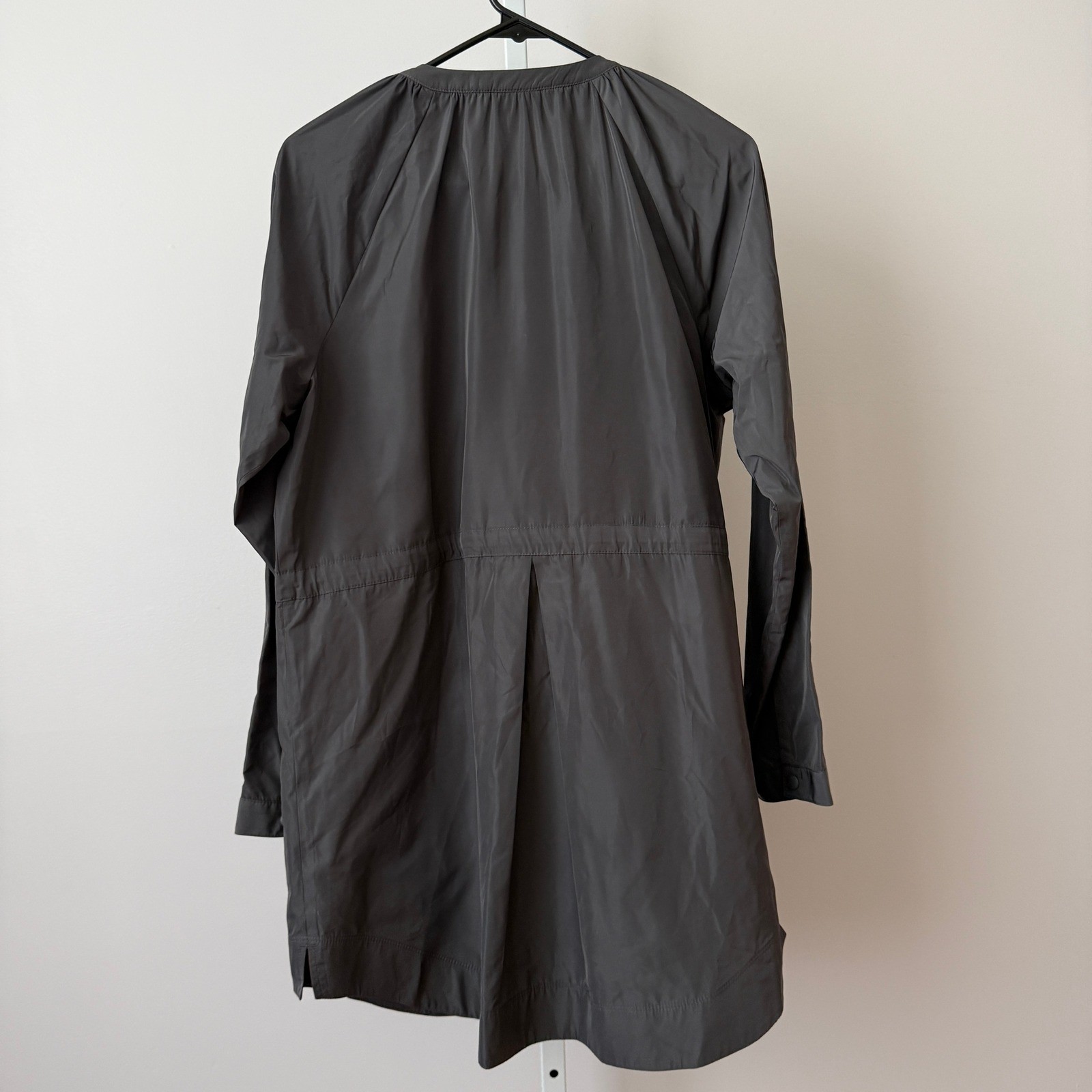 J. Jill S Gray Jacket Drawstring Zip Utility Anorak Minimalist Preppy Outdoors