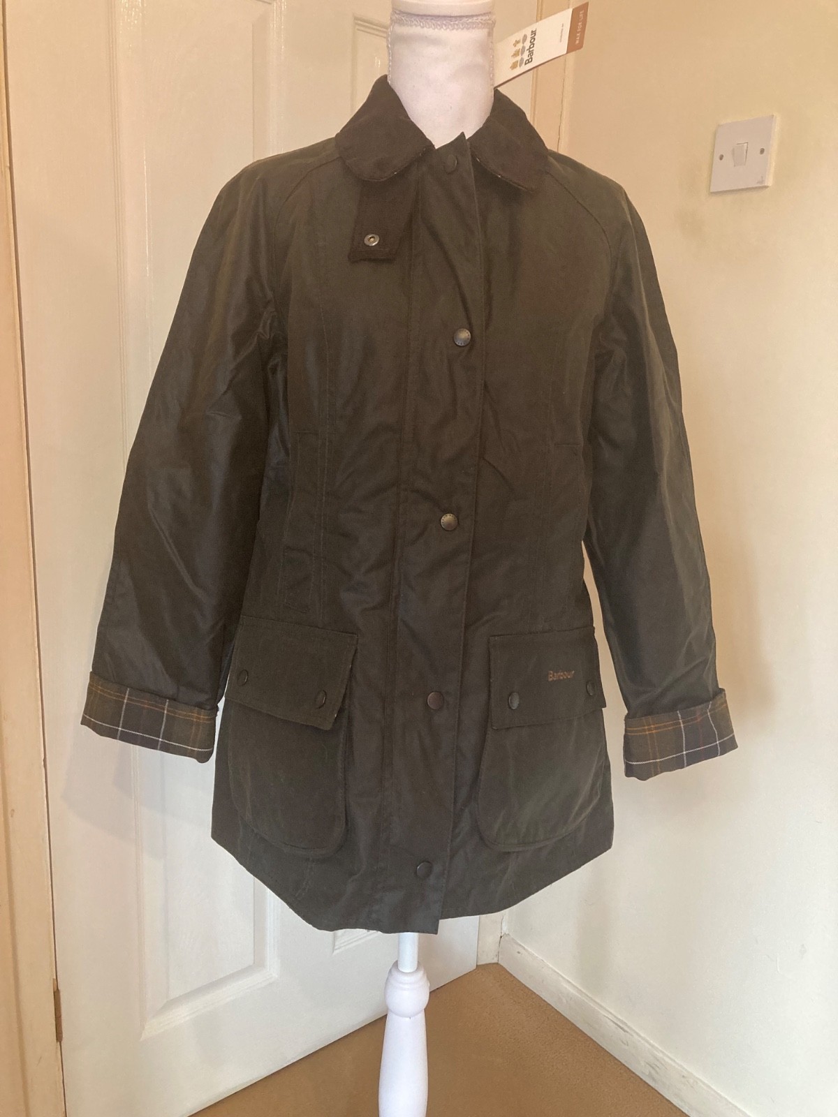 Barbour Classic Olive beadnell wax jacket coat size 10 BNWT