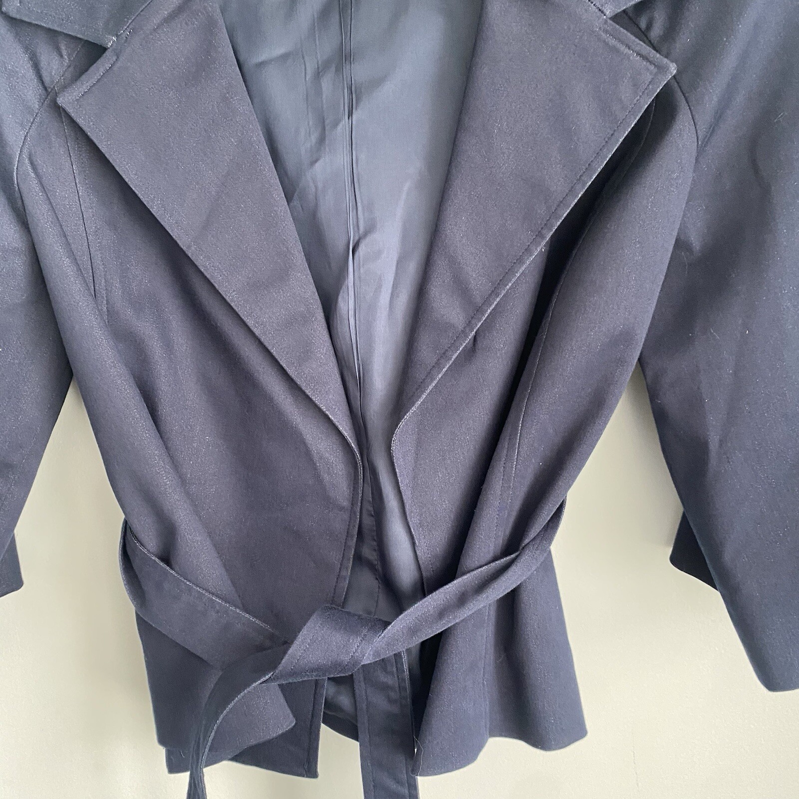 MICHAEL Michael Kors Navy Blue Open Front Short Jacket Size L Tie Waist Belt