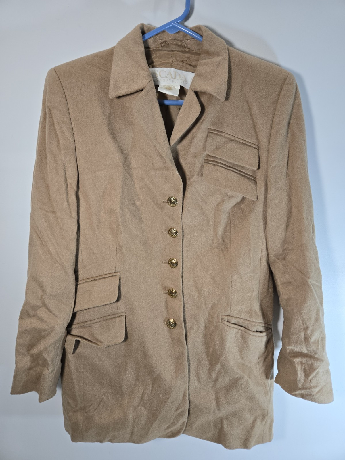 Escada Margaretha Ley 100% Camel Jacket Made in Germany Size 36 Brown