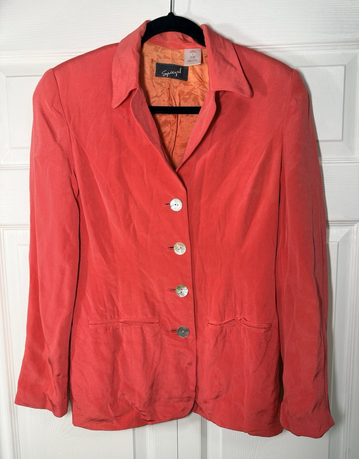 Vintage Spiegel 100% Silk Pink Blazer Size 6