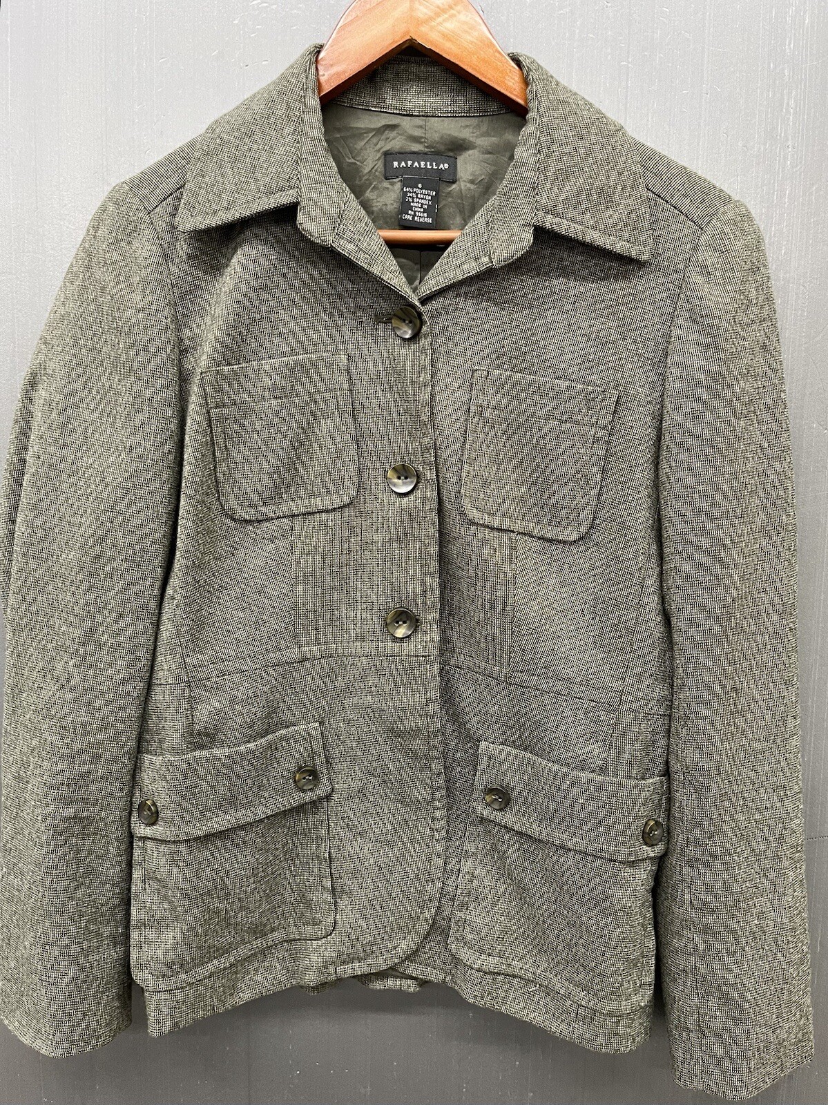 Women Barn Jacket 6 Brown Button Up Stretch Blazer Chore Coat Casual Comfort