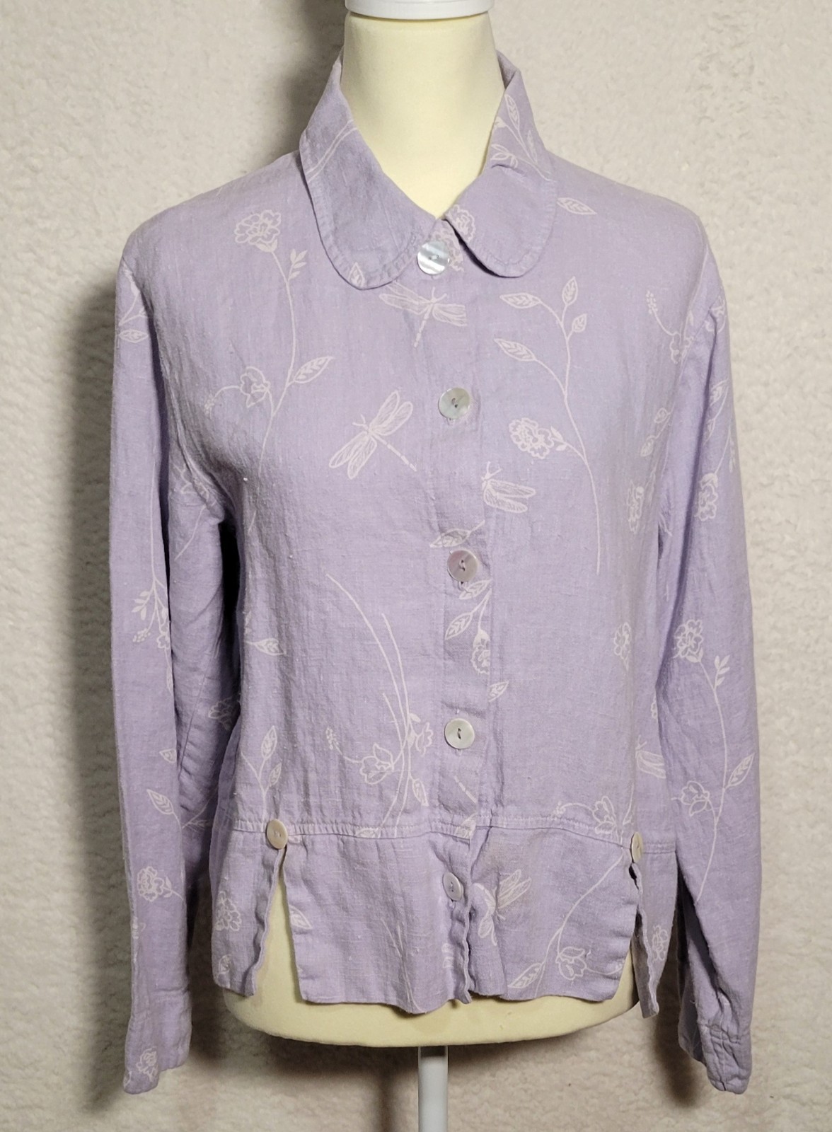 Orvis 100% Linen Jacket Size Small Purple Women’s Button Pleated Beach 0513