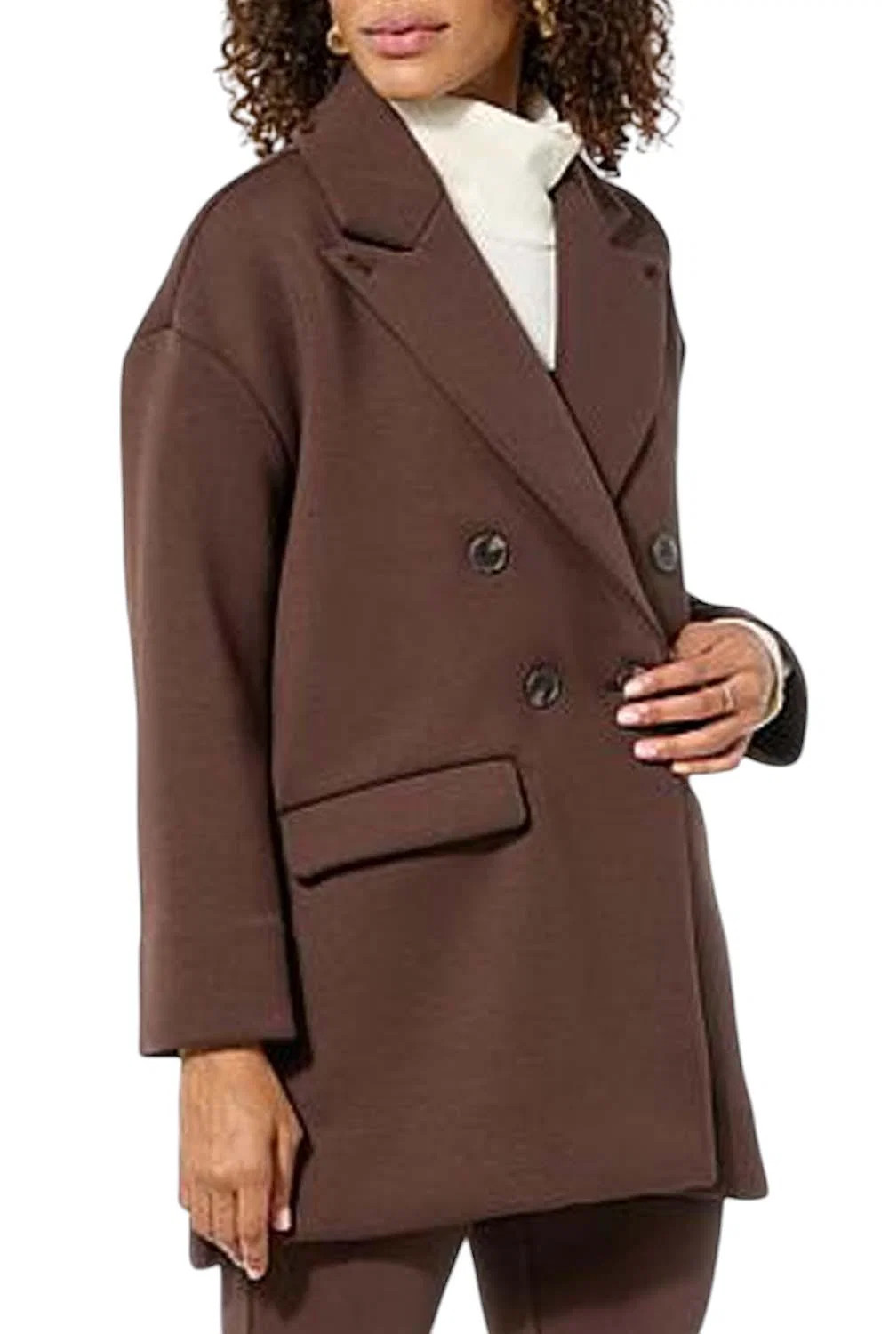 WynneLayers Women’s Smooth Operator Unstructured Knit Jacket Chocolate