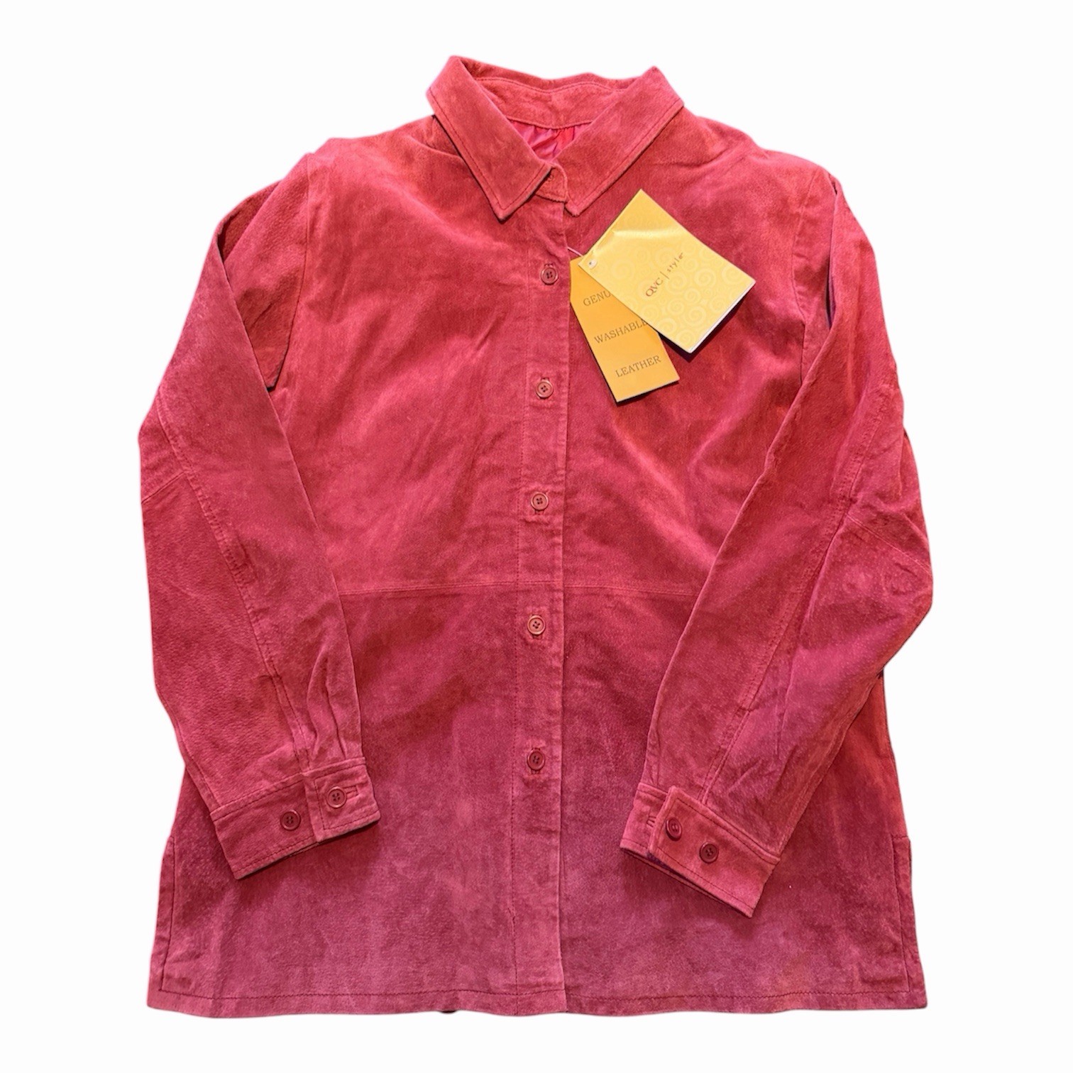 Vtg Dialogue Soft Red Real Leather Jacket Button Up Women’s Size L NWT