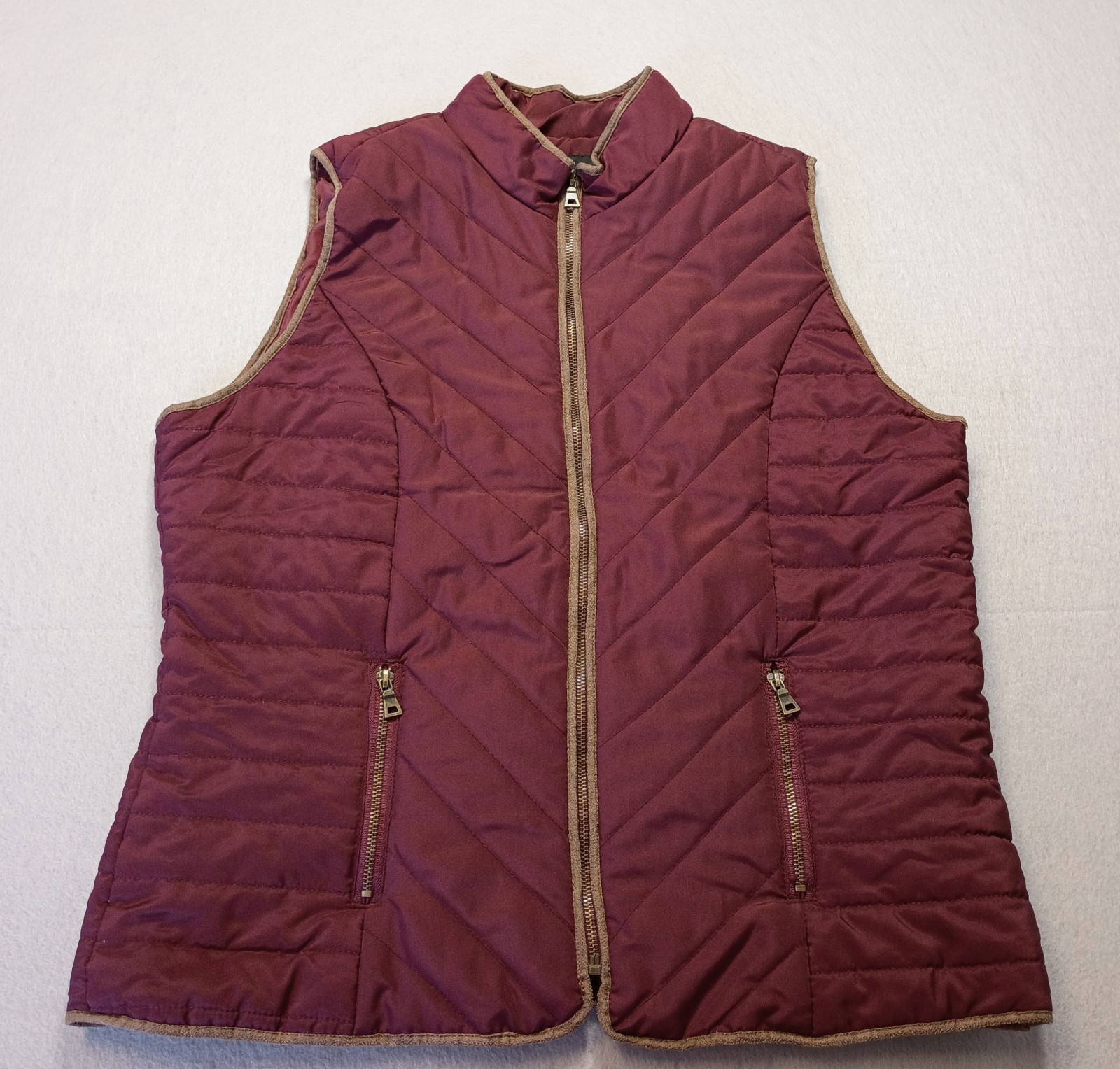 Jason Maxwell Maroon Quilted Full Zip Puffer Vest Size Large Men’s Outerwear