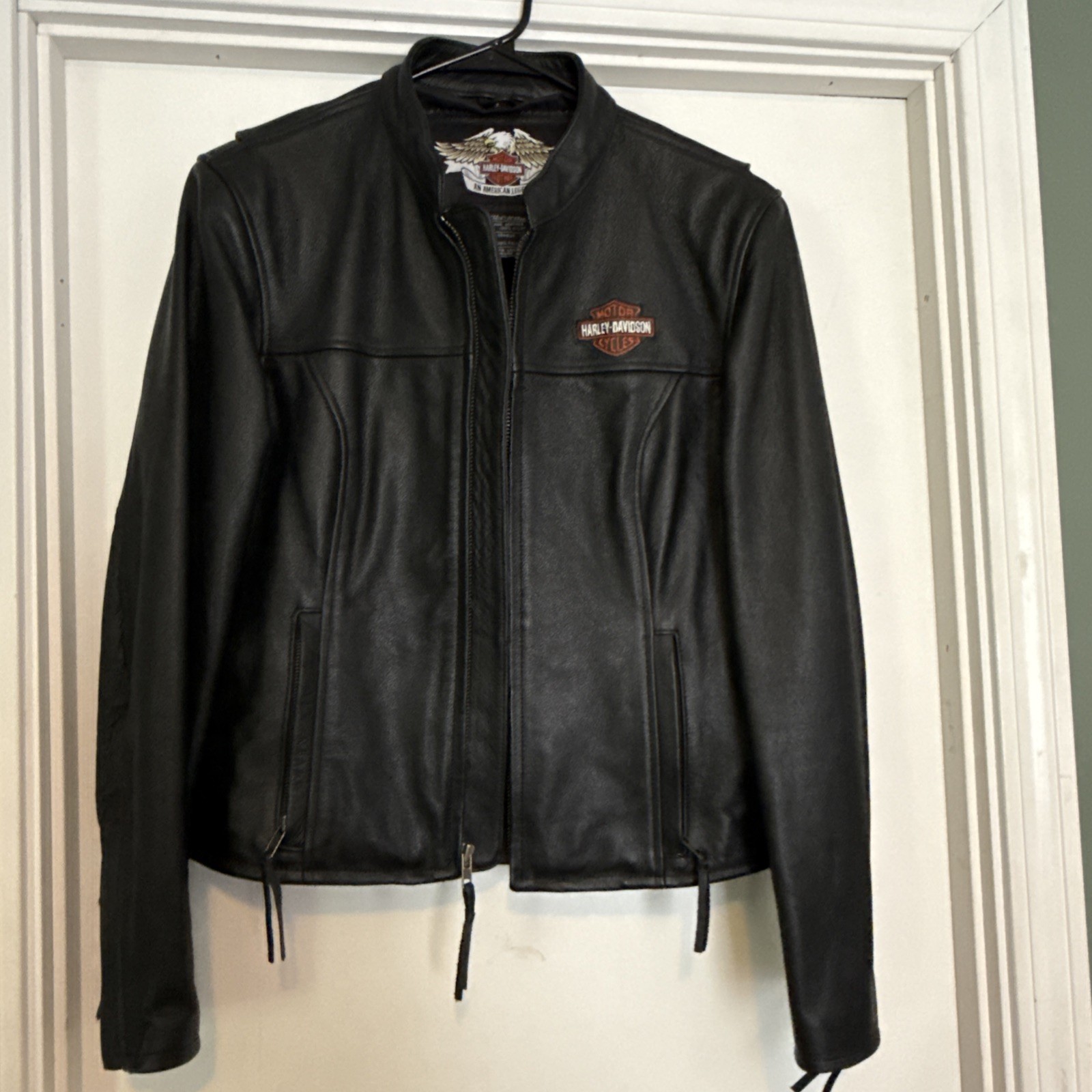 Harley Davidson Black Leather Jacket RN 103819 / CA 03402 Womens Size Large