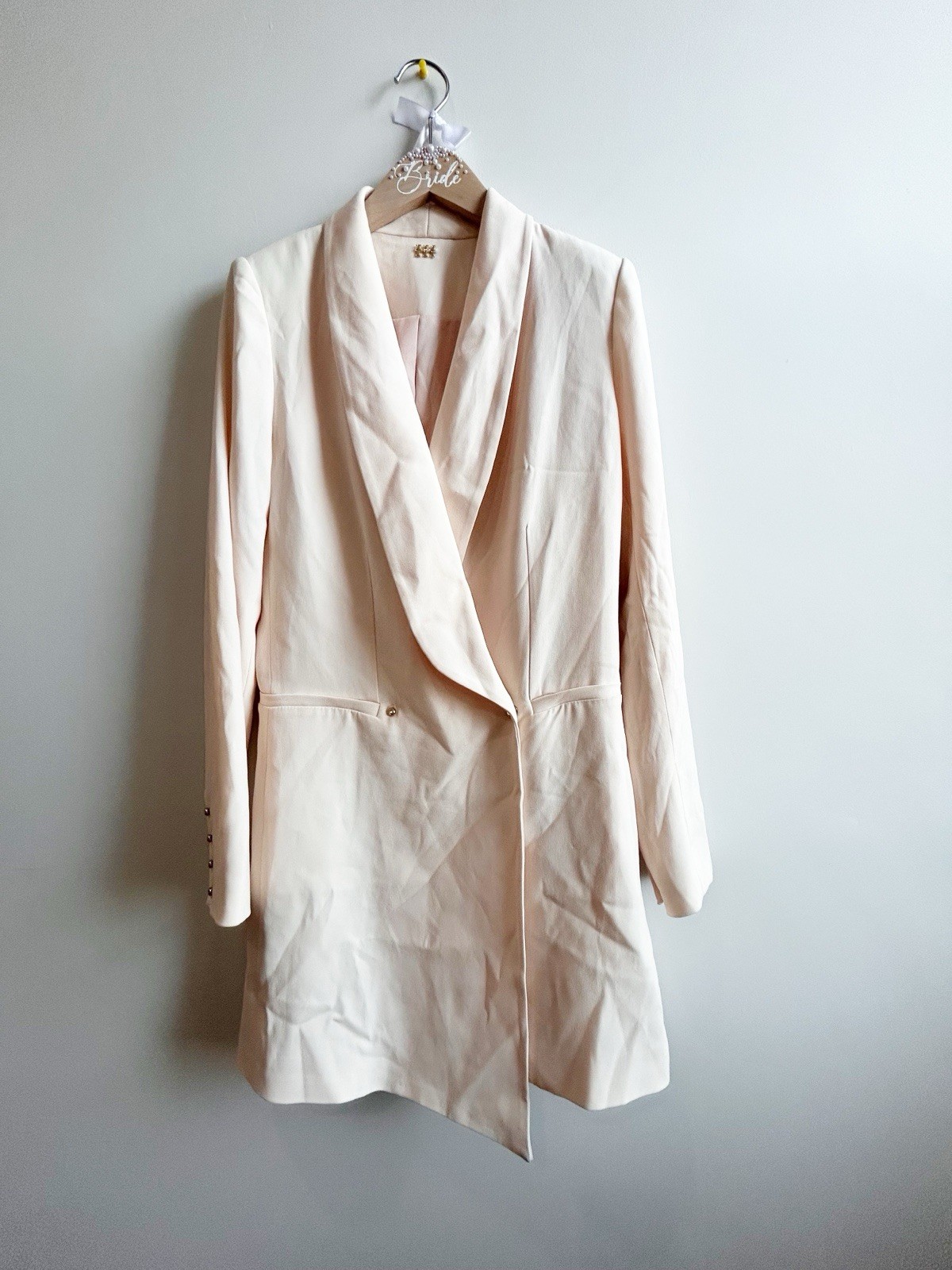 Haute Hippie Cream Longline Drape Blazer Dress Silk S