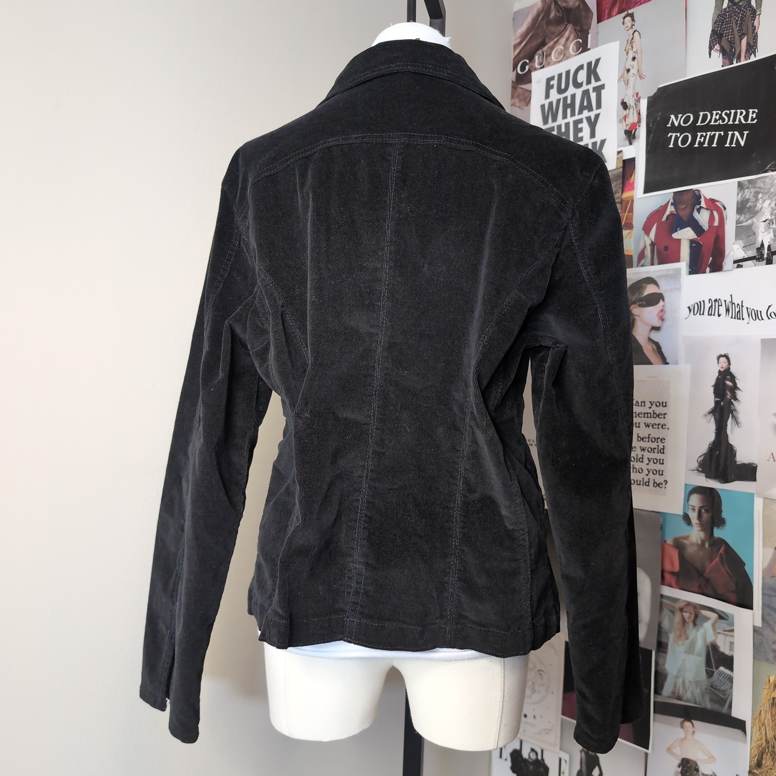 Black Corduroy Button-Front Jacket Gothic