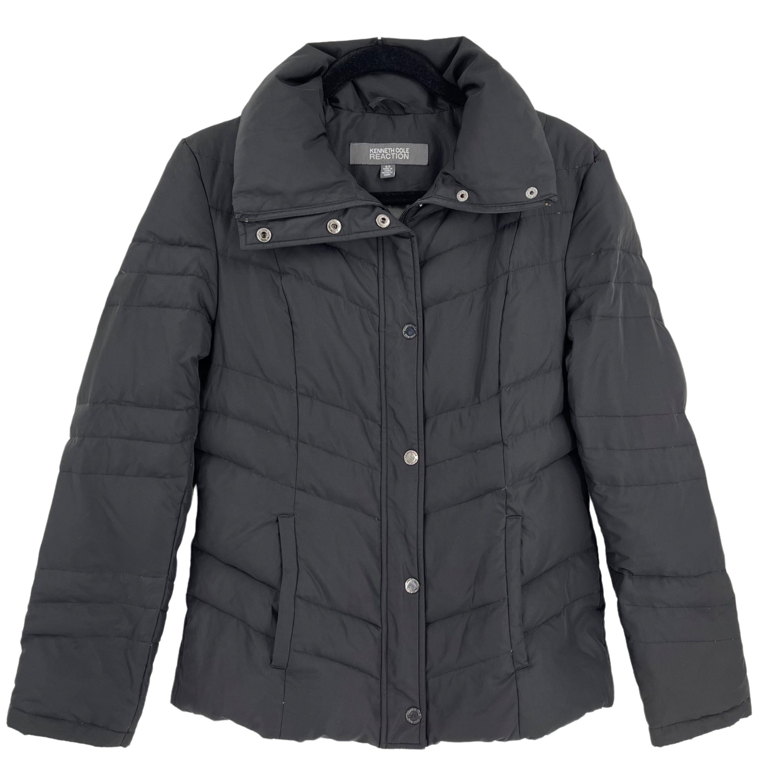 Kenneth Cole Reaction Duckdown Lightweight Puffer Jacket Black Women Small